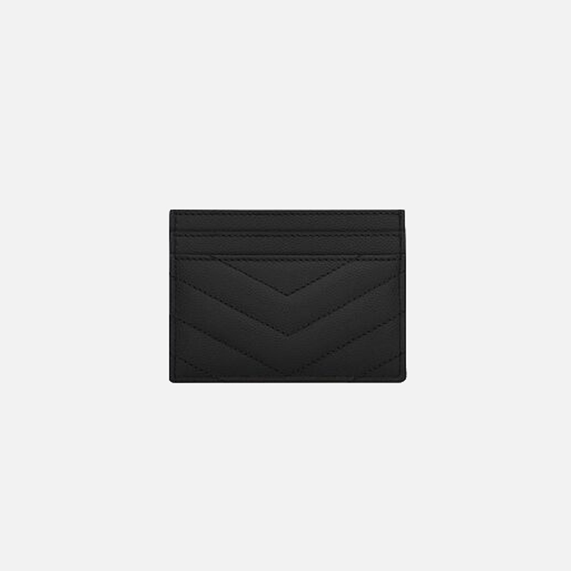 Saint Laurent Monogram YSL Matelesse Credit Card Case - Black