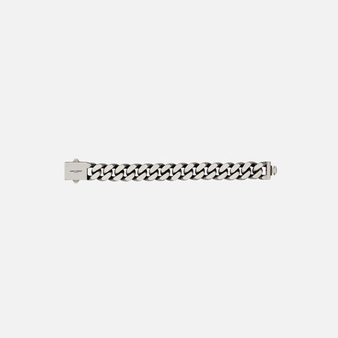 Saint Laurent Gourmette Chain Bracelet - Oxidized Silver