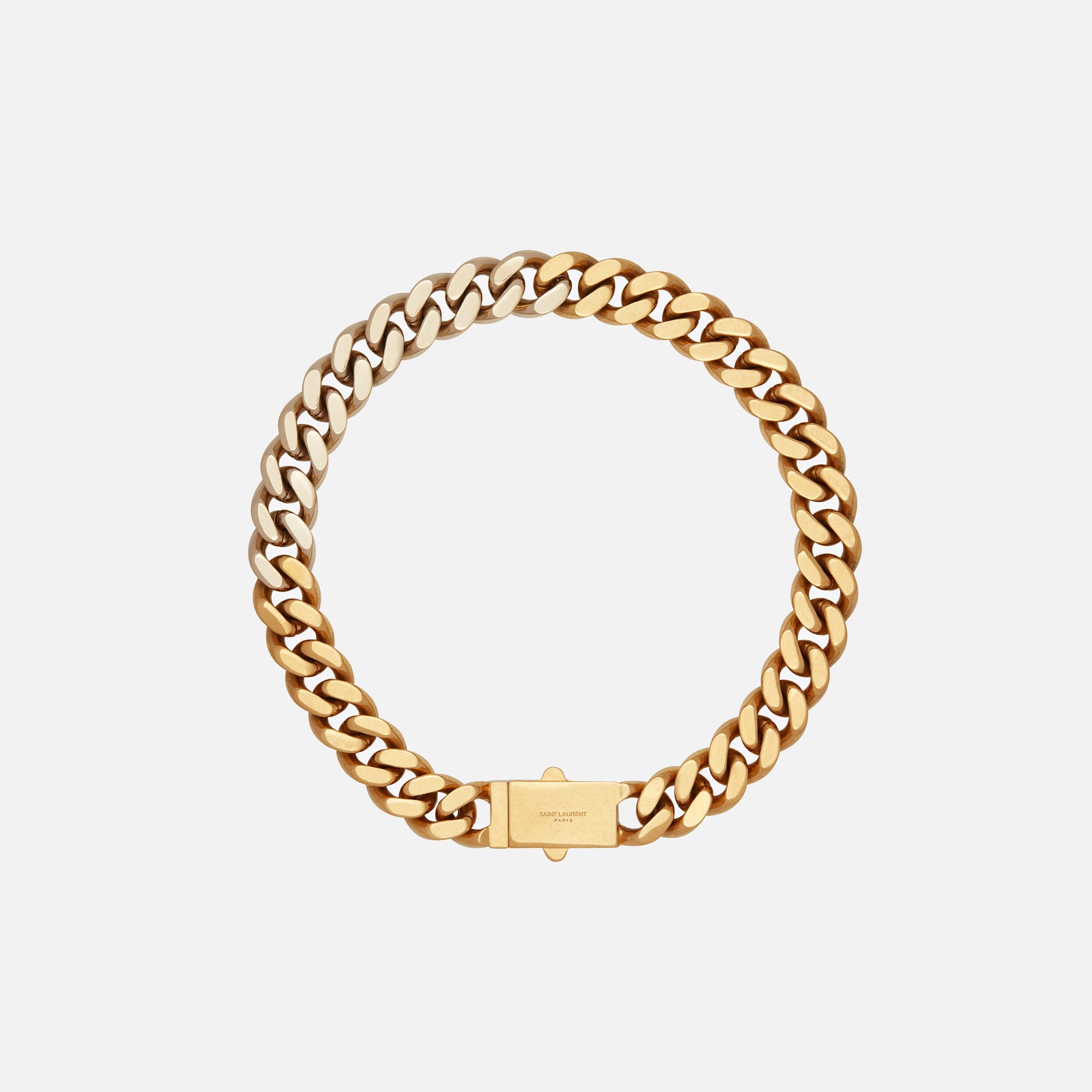Saint Laurent Gourmette Chain Necklace - Light Gold / Brass