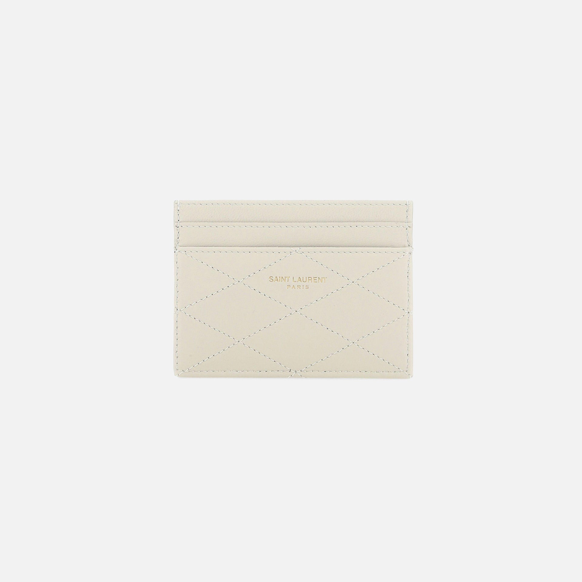Saint Laurent Cross Hatch Card Holder - Crema Soft