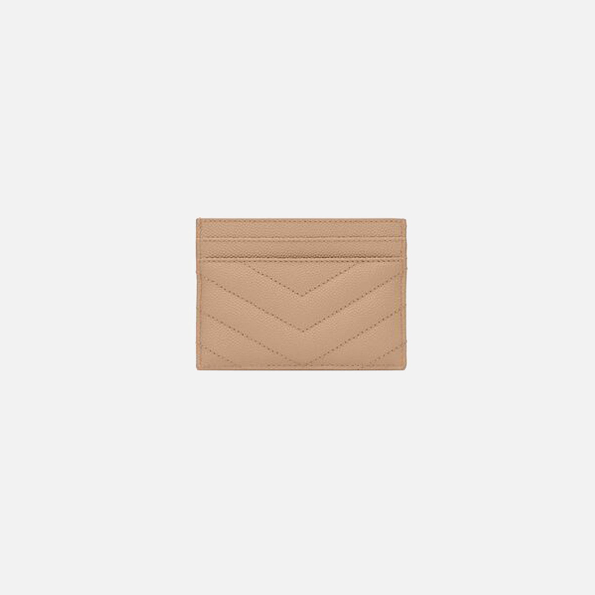 Saint Laurent Credit Card Case Chevron - Dark Beige
