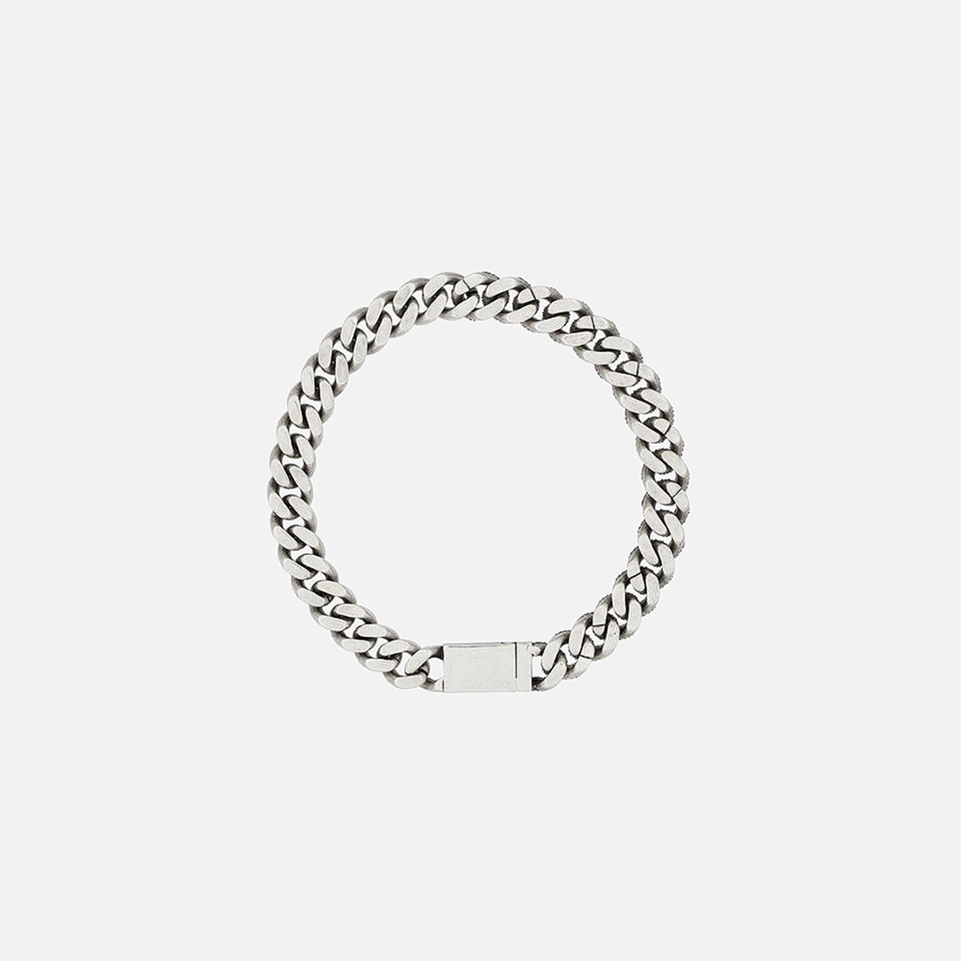 Saint Laurent Rhinestone Thick Curb Chain Necklace - Silver