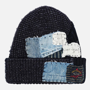 Greg Lauren PS The 50/50 Patchwork Beanie - Blue