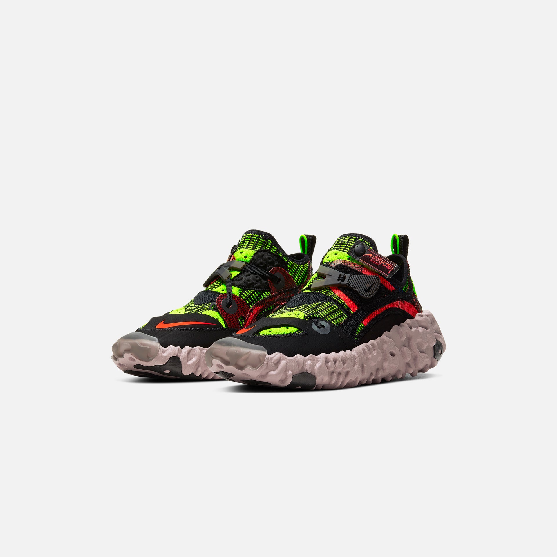 Nike Overreact Flyknit ISPA - Black / Hyper Crimson / Volt / Stone Mauve