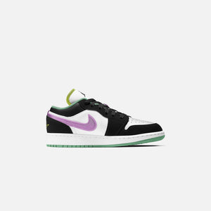 Nike Grade School Air Jordan 1 Low - White / Black / Green Glow / Violet