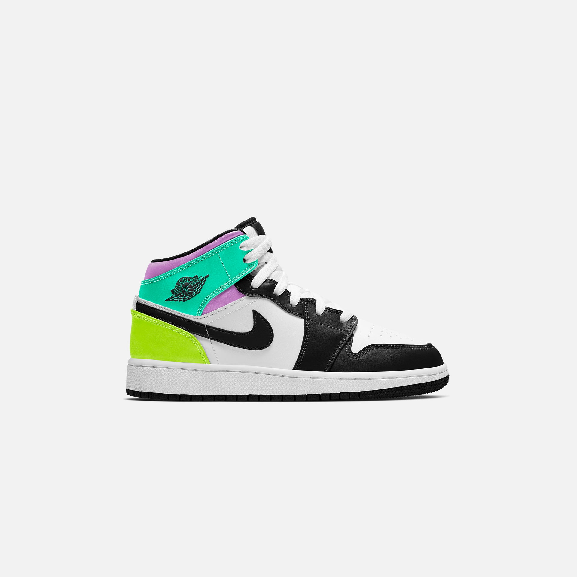 Nike Grade School Air Jordan 1 Mid - White / Black / Volt / Green Glow