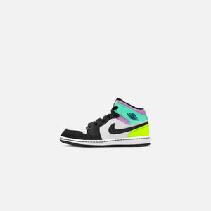 Nike Pre-School Air Jordan 1 Mid - White / Black / Volt / Green Glow